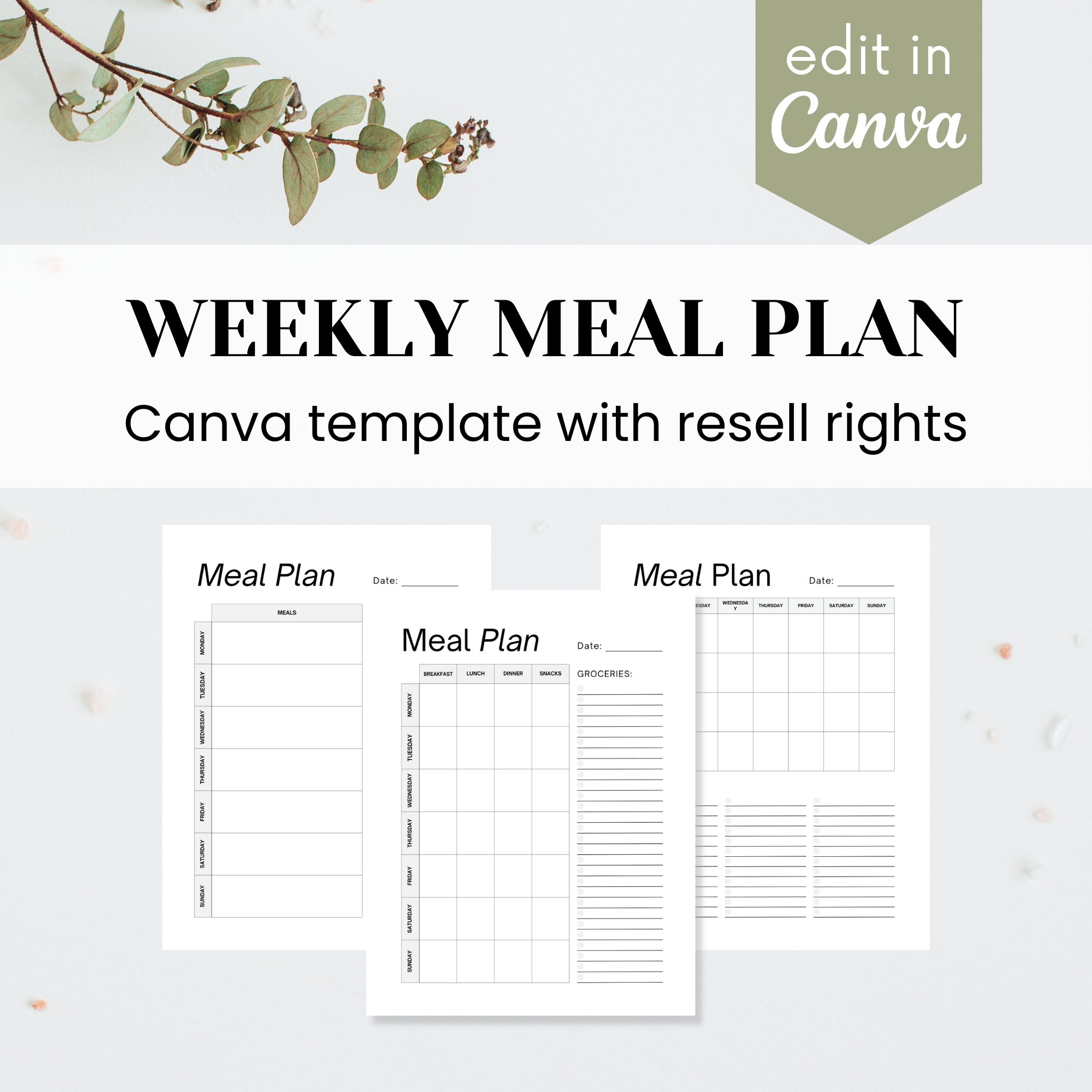 Weekly Meal Plan & Grocery List Template